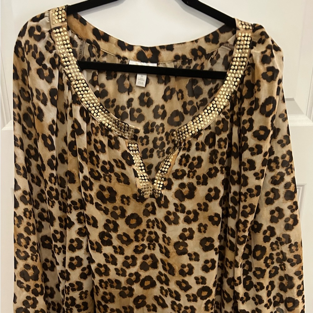 Sheer Leopard Print Plus Size Top - image 2